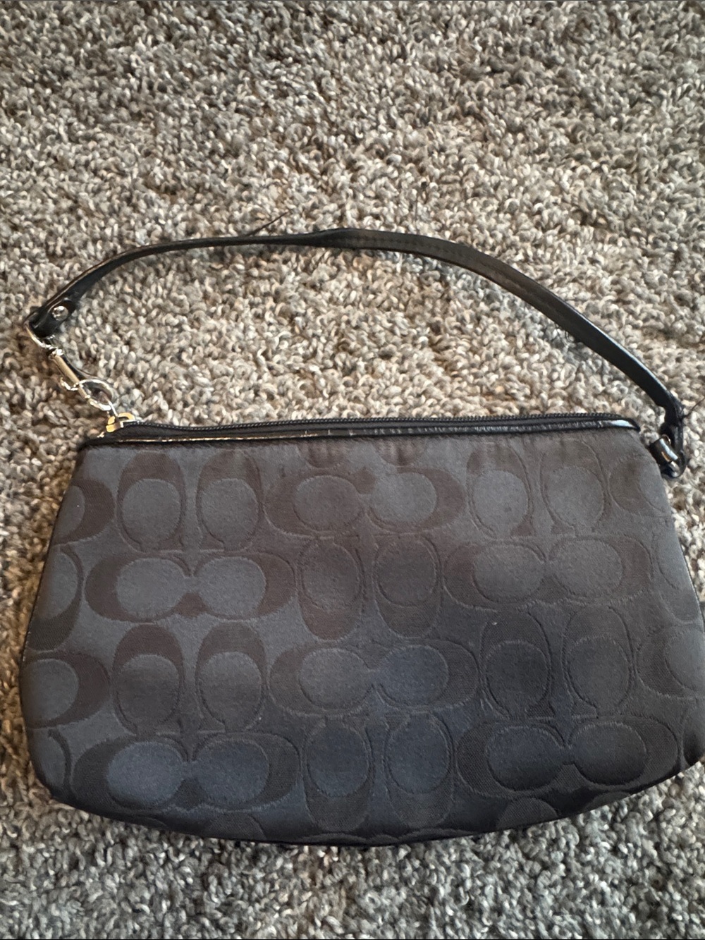 Coach Black Signature Wristlet Clutch with Silver Logo - Picture 3 of 4
